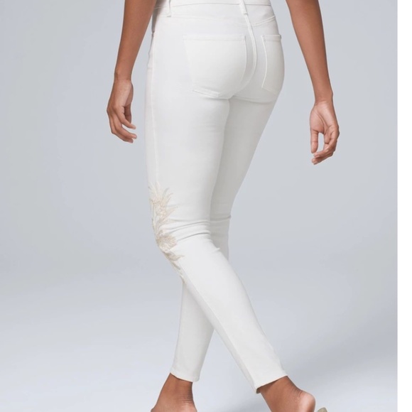 WHBM Curvy Fit High Rise Embellished Skinny Jeans in White sz 10 EUC - Picture 2 of 5
